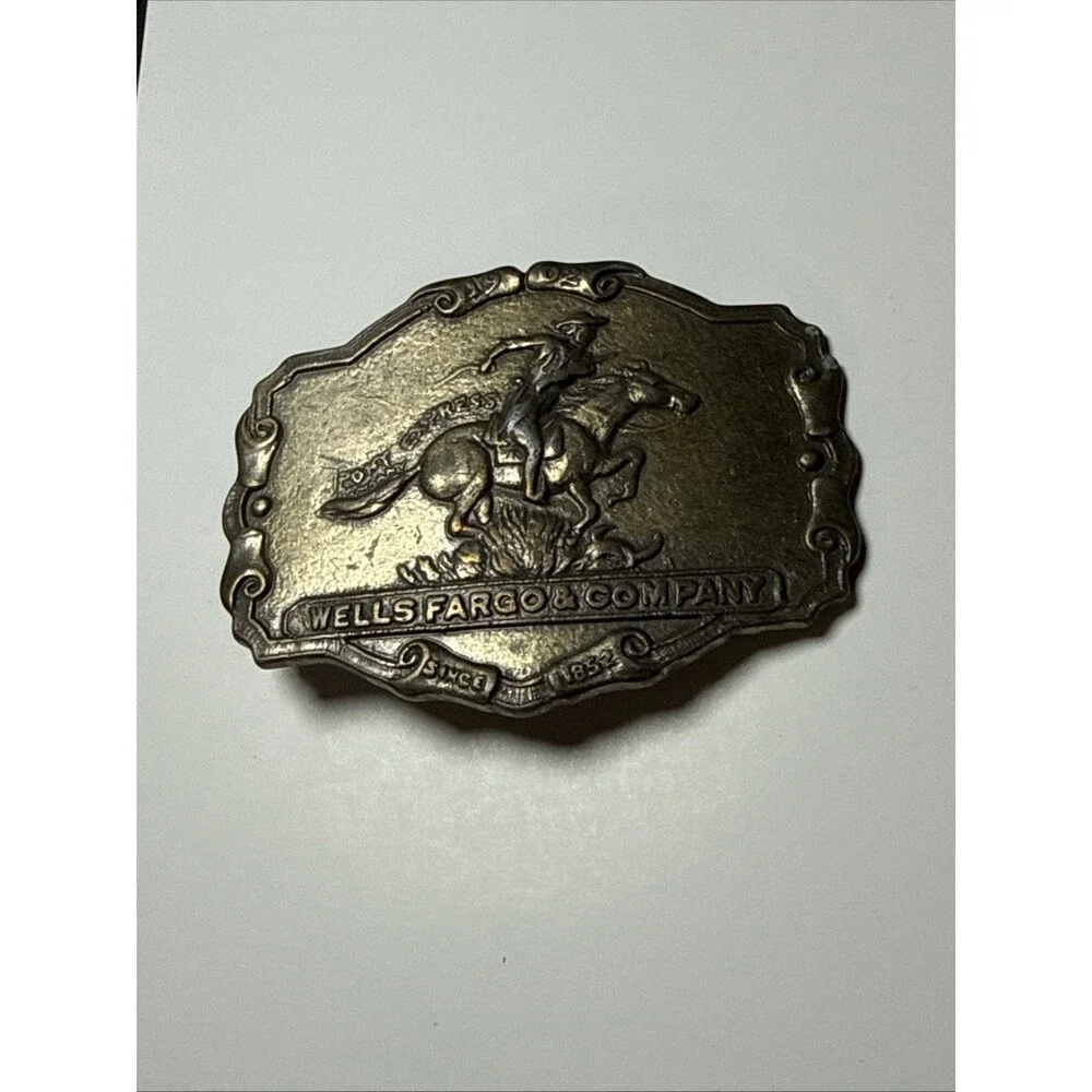 Wells Fargo Pony Express Western Cowboy United States Mail Vintage Belt Buckle